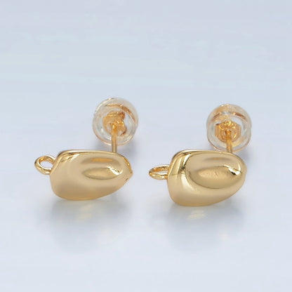 16K Gold Filled Hammered Bar Open Loop Stud Earrings Findings in Gold &amp; Silver | Z840 Z841