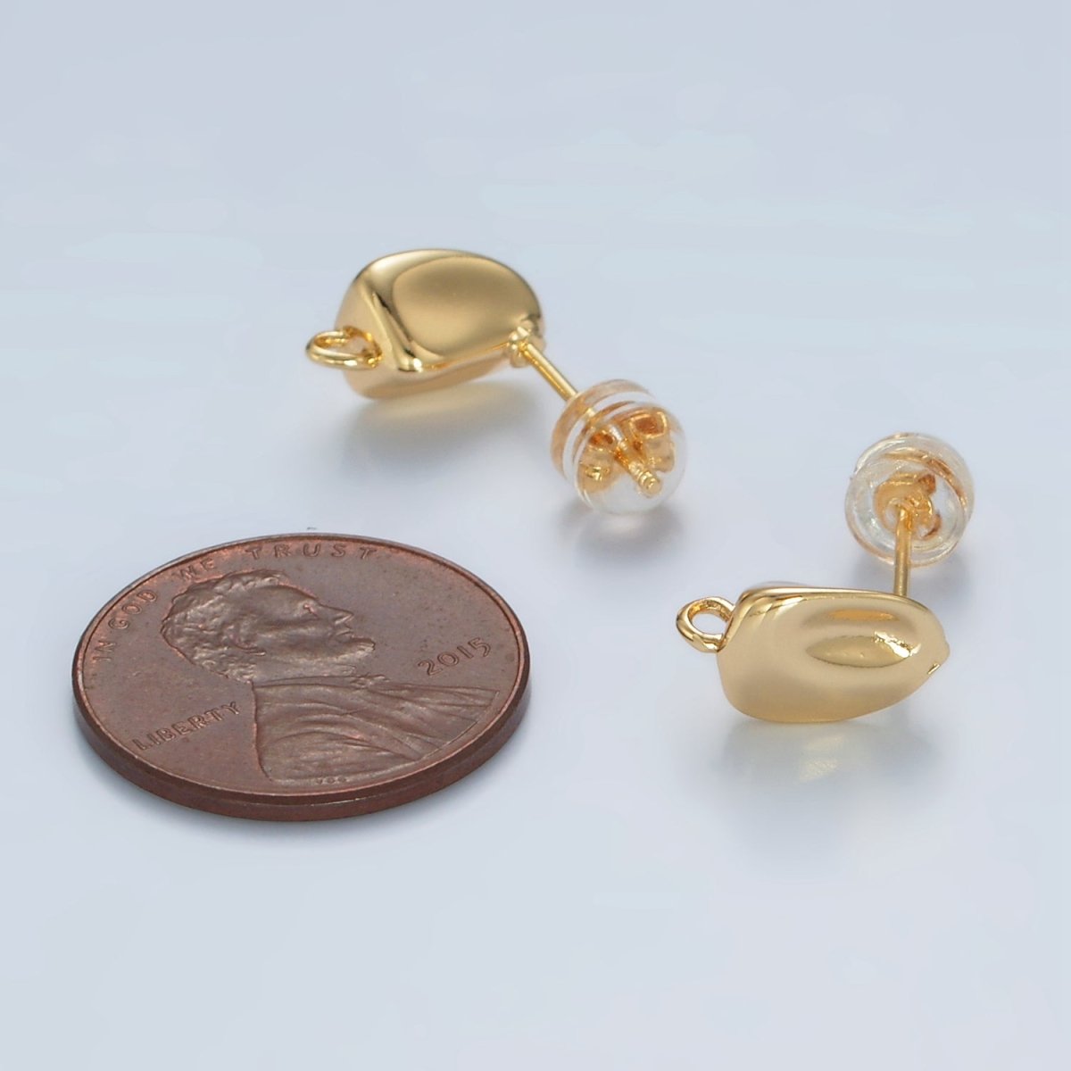 16K Gold Filled Hammered Bar Open Loop Stud Earrings Findings in Gold &amp; Silver | Z840 Z841