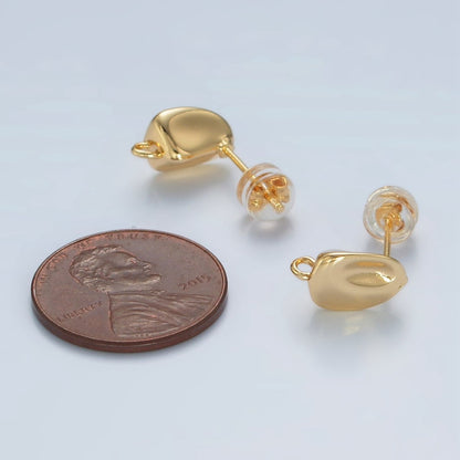 16K Gold Filled Hammered Bar Open Loop Stud Earrings Findings in Gold &amp; Silver | Z840 Z841