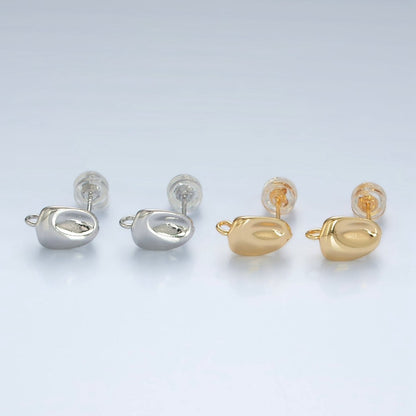 16K Gold Filled Hammered Bar Open Loop Stud Earrings Findings in Gold &amp; Silver | Z840 Z841