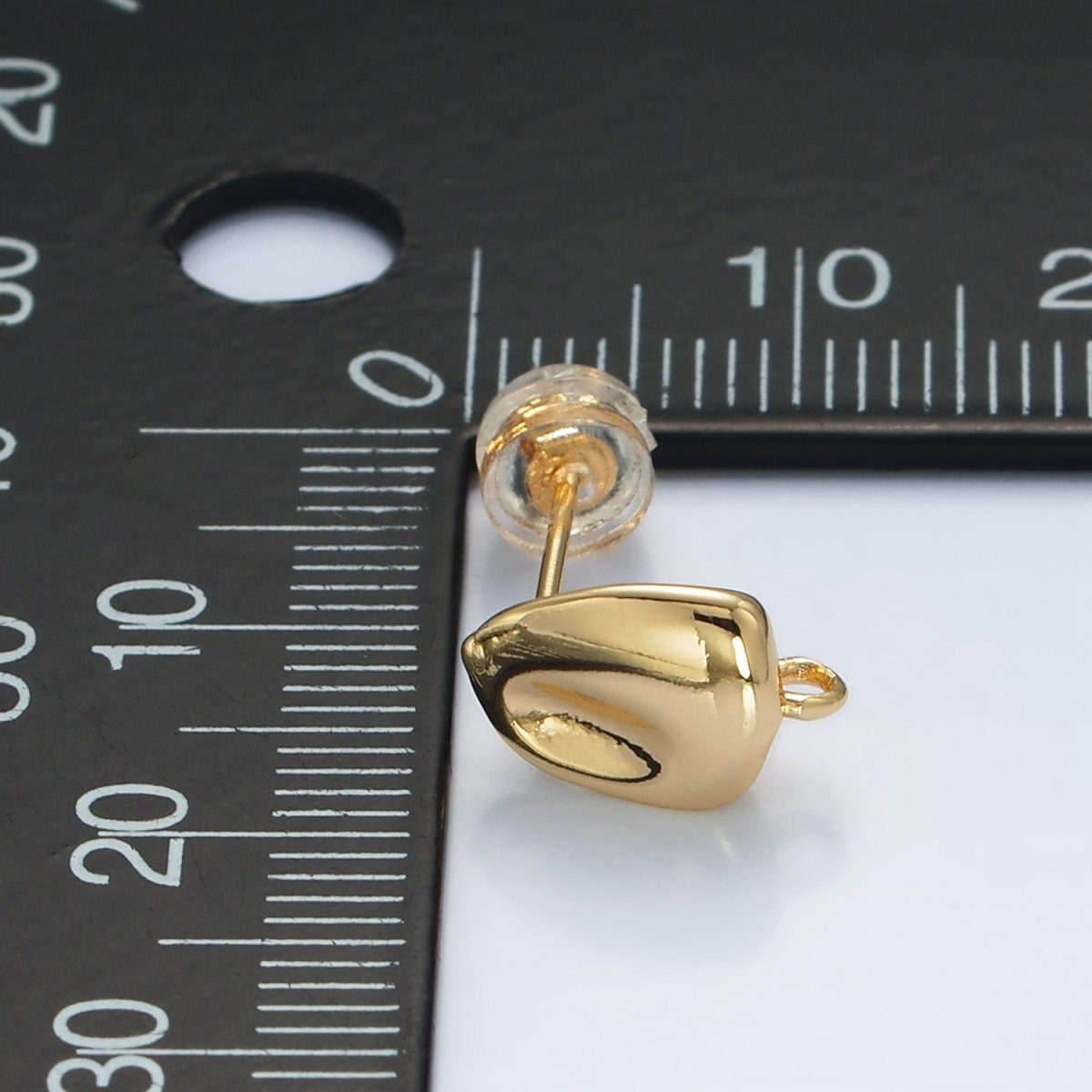 16K Gold Filled Hammered Bar Open Loop Stud Earrings Findings in Gold &amp; Silver | Z840 Z841