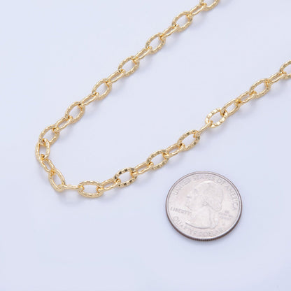 16K Gold Filled Hammered Cable Unfinished Chain by Yard | Roll-1591