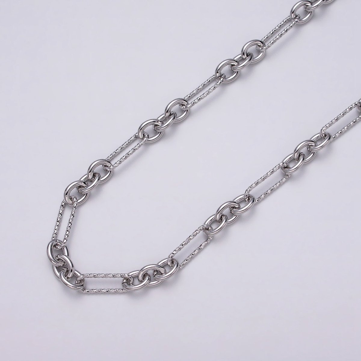 16K Gold Filled Hammered Figaro Long and Short Fancy Unfinished Chain by Yard in Gold &amp; Silver | ROLL-1217 ROLL-1218 Clearance Pricing