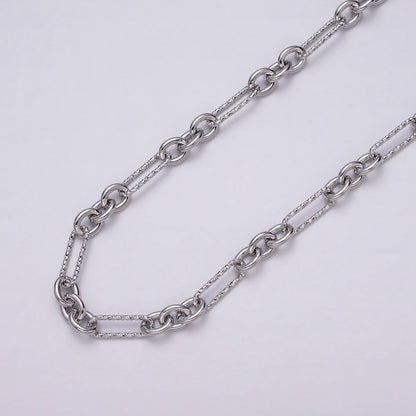 16K Gold Filled Hammered Figaro Long and Short Fancy Unfinished Chain by Yard in Gold &amp; Silver | ROLL-1217 ROLL-1218 Clearance Pricing