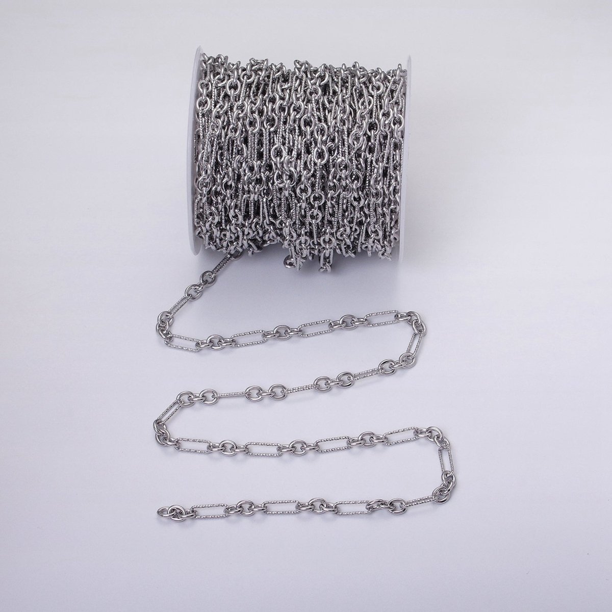 16K Gold Filled Hammered Figaro Long and Short Fancy Unfinished Chain by Yard in Gold &amp; Silver | ROLL-1217 ROLL-1218 Clearance Pricing