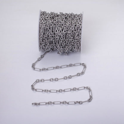 16K Gold Filled Hammered Figaro Long and Short Fancy Unfinished Chain by Yard in Gold &amp; Silver | ROLL-1217 ROLL-1218 Clearance Pricing