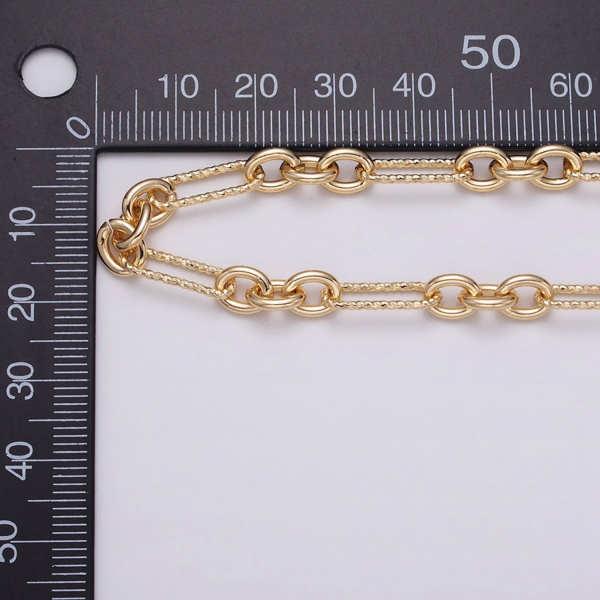 16K Gold Filled Hammered Figaro Long and Short Fancy Unfinished Chain by Yard in Gold &amp; Silver | ROLL-1217 ROLL-1218 Clearance Pricing