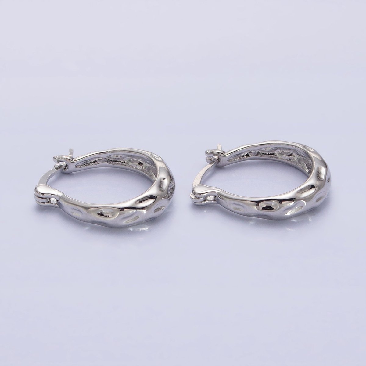 16K Gold Filled Hammered Oblong Latch Earrings in Gold &amp; Silver | AB1423 AB1424