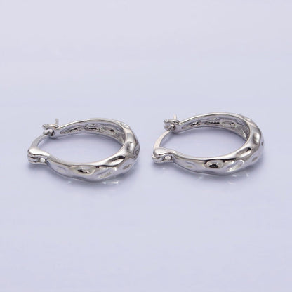 16K Gold Filled Hammered Oblong Latch Earrings in Gold &amp; Silver | AB1423 AB1424