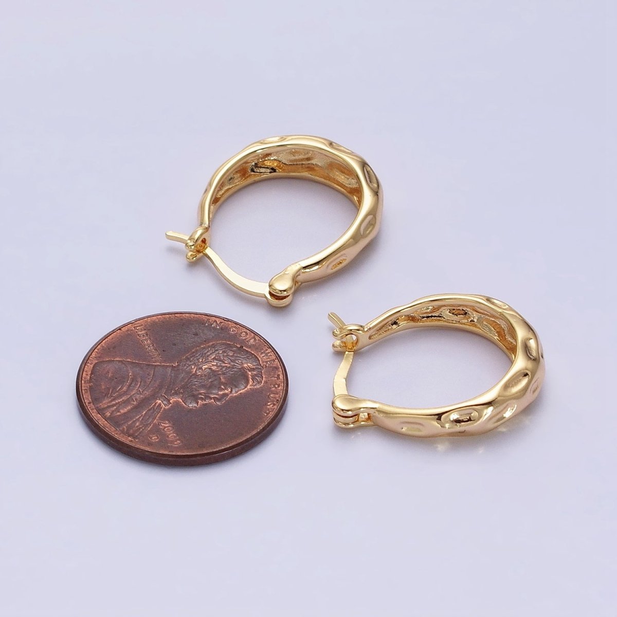 16K Gold Filled Hammered Oblong Latch Earrings in Gold &amp; Silver | AB1423 AB1424