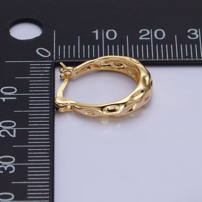 16K Gold Filled Hammered Oblong Latch Earrings in Gold &amp; Silver | AB1423 AB1424