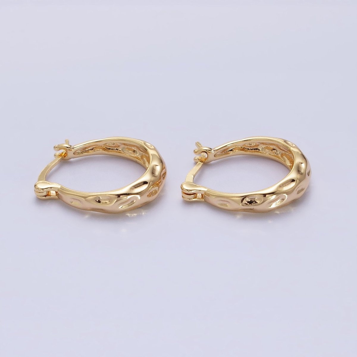 16K Gold Filled Hammered Oblong Latch Earrings in Gold &amp; Silver | AB1423 AB1424