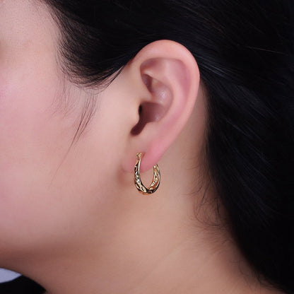 16K Gold Filled Hammered Oblong Latch Earrings in Gold &amp; Silver | AB1423 AB1424
