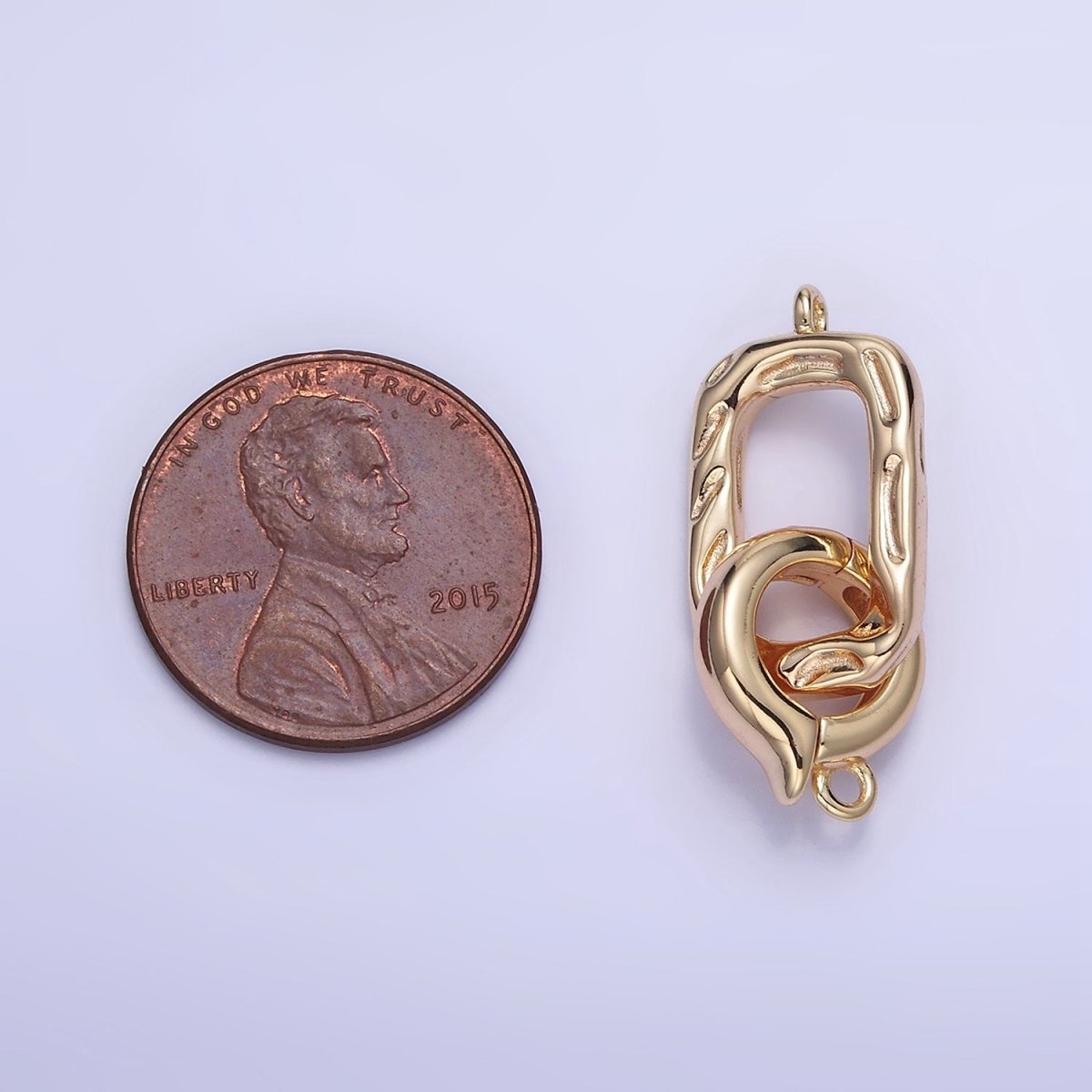 16K Gold Filled Hammered Rectangular Snap Latch Finding Set in Gold &amp; Silver | Z792