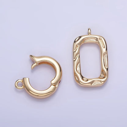 16K Gold Filled Hammered Rectangular Snap Latch Finding Set in Gold &amp; Silver | Z792