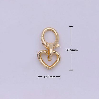 16K Gold Filled Heart Charm Holder with Lobster Clasp K-205