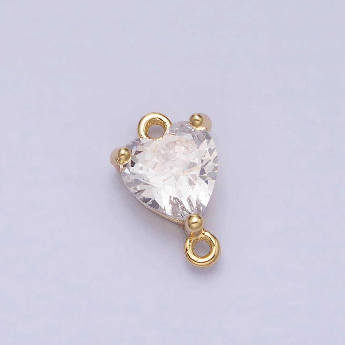 16K Gold Filled Heart Clear CZ Link Connector in Gold &amp; Silver | F-030
