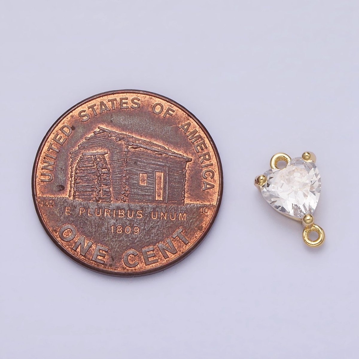 16K Gold Filled Heart Clear CZ Link Connector in Gold &amp; Silver | F-030