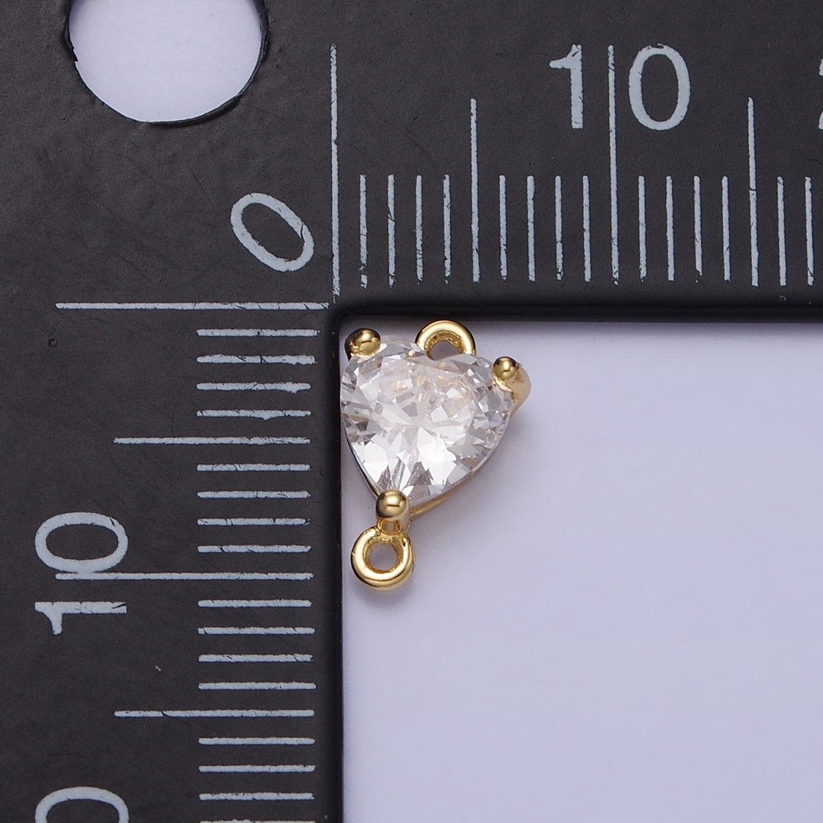 16K Gold Filled Heart Clear CZ Link Connector in Gold &amp; Silver | F-030
