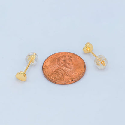 16K Gold Filled Heart Minimalist Stud Earrings | AB1462