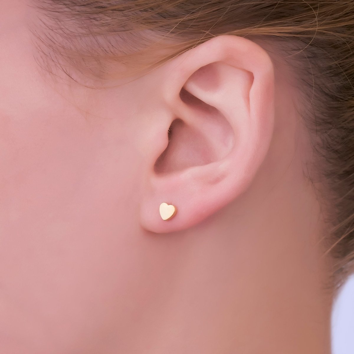 16K Gold Filled Heart Minimalist Stud Earrings | AB1462