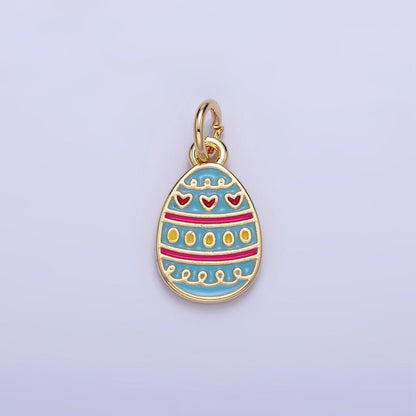 16K Gold Filled Heart Multicolor Enamel Easter Egg Charm | C130
