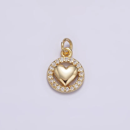 16K Gold Filled Heart Open Micro Paved CZ Round Add-On Charm | N-967