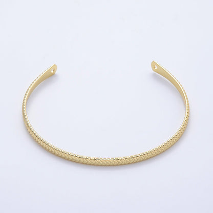 16K Gold Filled 3.5mm Geometric Arrow Ribbed Half Cuff Bracelet Finding for Bangle Supply | WA-04454