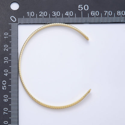 16K Gold Filled 3.5mm Geometric Arrow Ribbed Half Cuff Bracelet Finding for Bangle Supply | WA-04454
