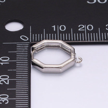 16K Gold Filled Hexagonal Huggie Open Loop Earrings Supply in Gold &amp; Silver | Z-322 Z-323