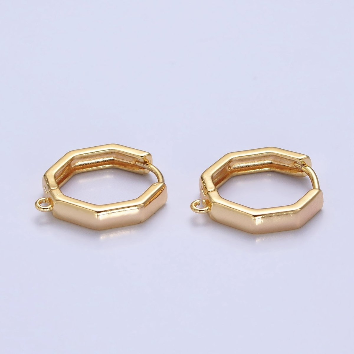 16K Gold Filled Hexagonal Huggie Open Loop Earrings Supply in Gold &amp; Silver | Z-322 Z-323