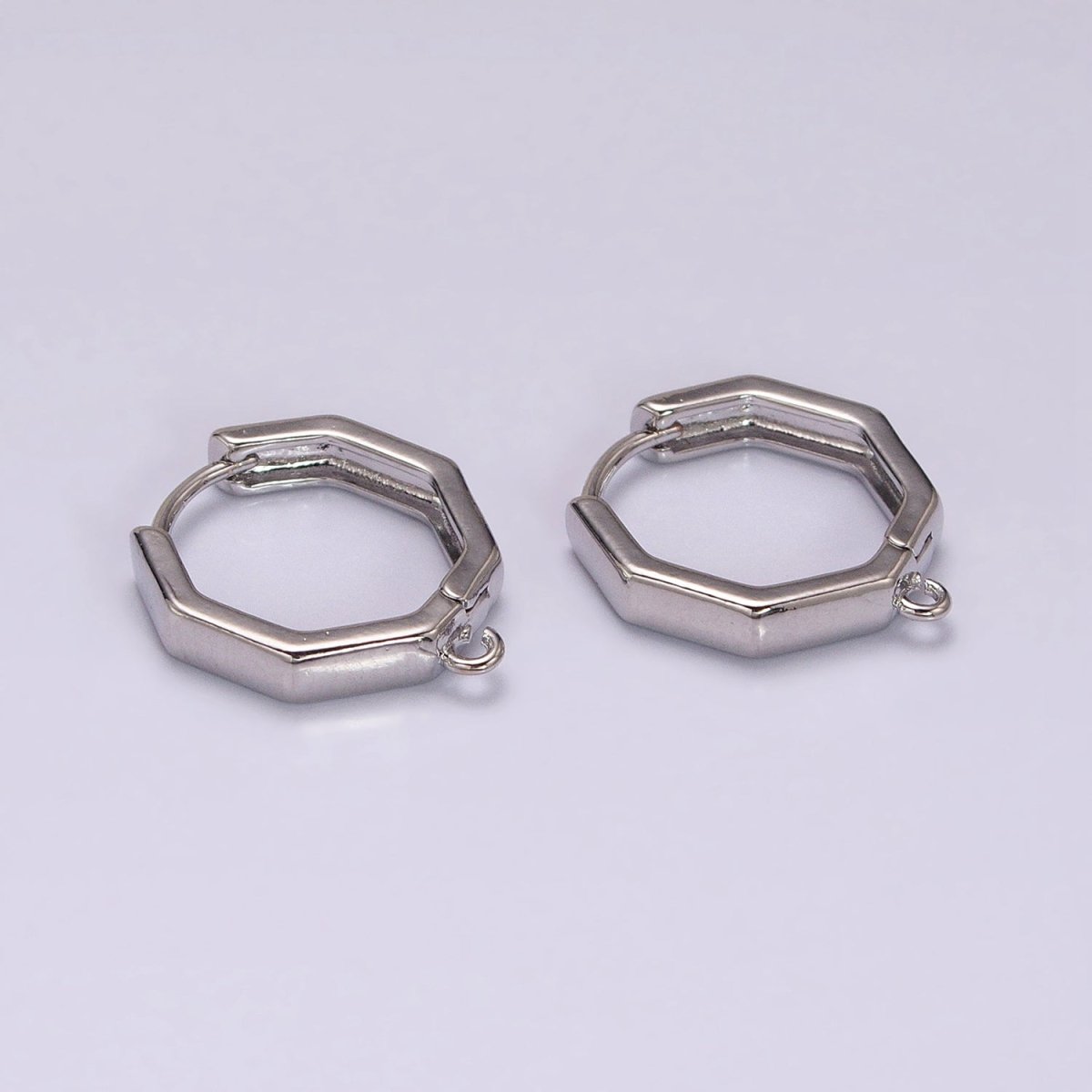 16K Gold Filled Hexagonal Huggie Open Loop Earrings Supply in Gold &amp; Silver | Z-322 Z-323