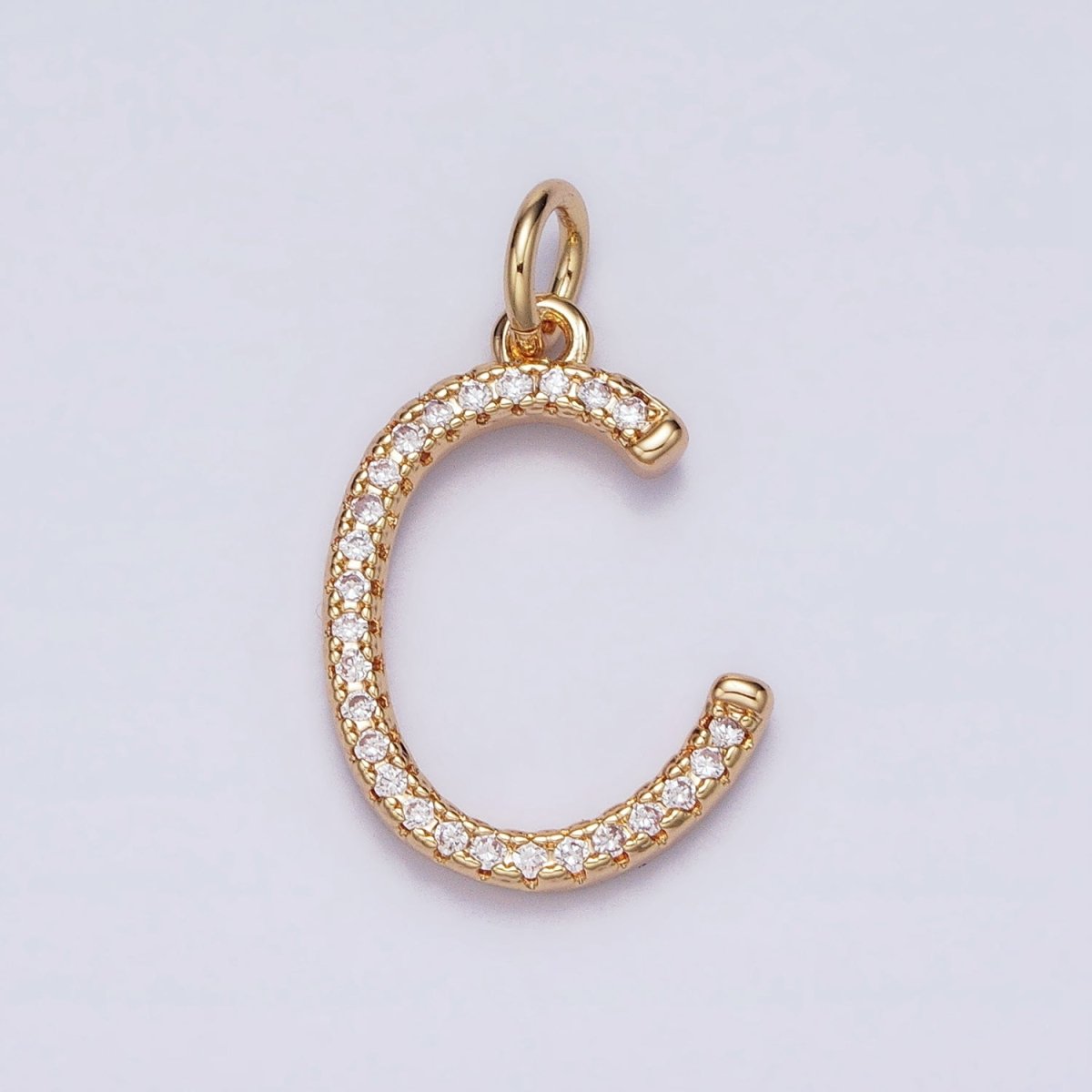 16K Gold Filled Initial Letter A-Z Curved Font Personalized Micro Paved CZ Charm | A-924-A-936