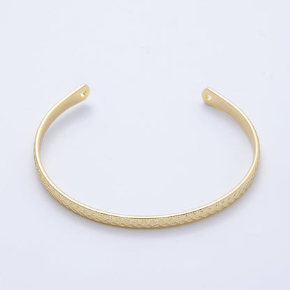 16K Gold Filled Geometric Lined Dotted Half Cuff Bracelet Finding for Bangle Supply | WA-04448
