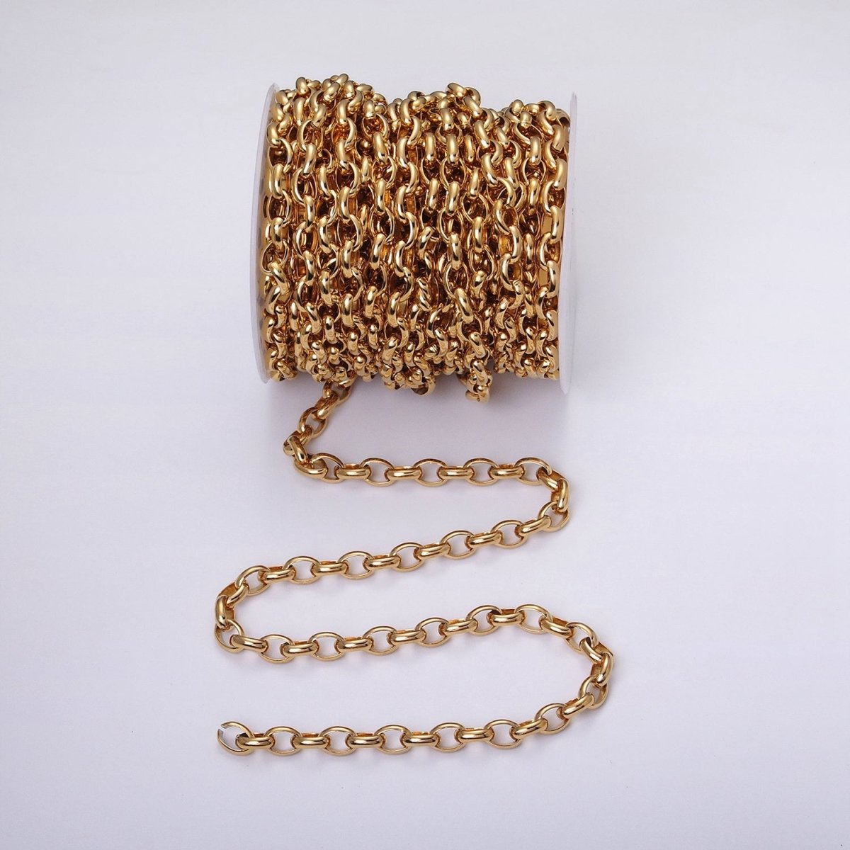 16K Gold Filled Large Chunky Gold, Silver Oval Chain, Thick Link Chain by the Yard Wholesale Chain Jewelry Supplies | ROLL-1273 ROLL-1274 Clearance Pricing