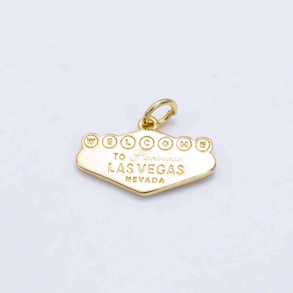16K Gold Filled "Las Vegas" Sign Engraved Mini Charm in Gold &amp; Silver | X802