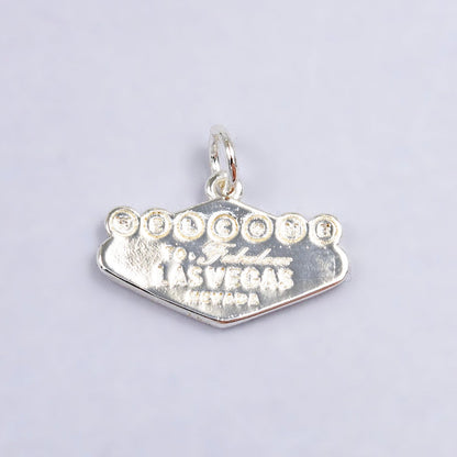 16K Gold Filled "Las Vegas" Sign Engraved Mini Charm in Gold &amp; Silver | X802