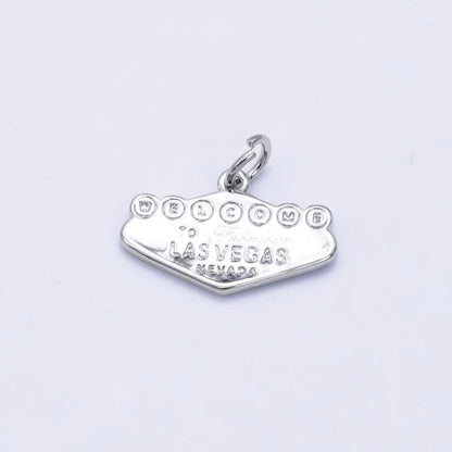 16K Gold Filled "Las Vegas" Sign Engraved Mini Charm in Gold &amp; Silver | X802