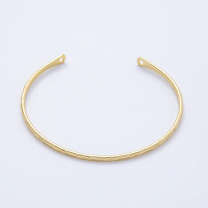 16K Gold Filled Multifaceted Geometric Dotted Lined Half Cuff Bracelet Finding for Bangle Supply | WA-04449