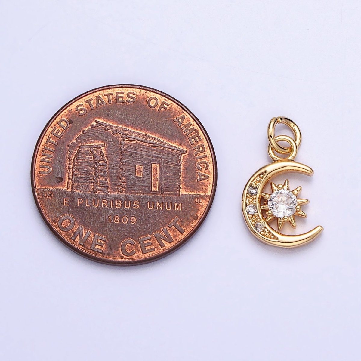 16K Gold Filled Micro Paved Clear CZ Crescent Moon Celestial Add-On Charm in Gold &amp; Silver | AC1042 AC1043