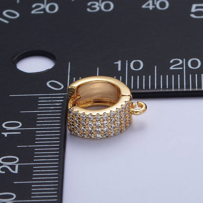 16K Gold Filled Micro Paved Cubic Zirconia Wide Huggie with Open Link For Jewelry Making L-919