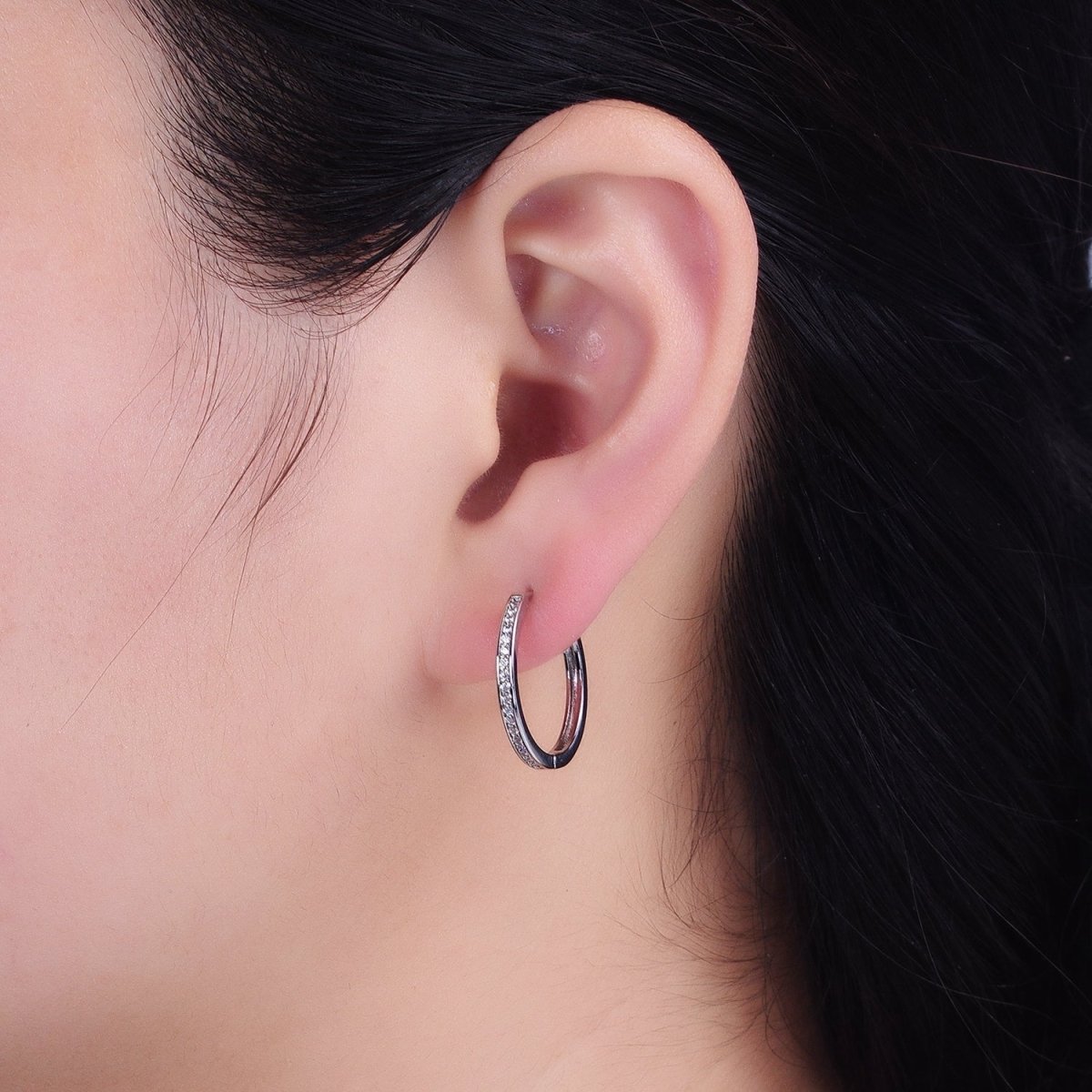 16K Gold Filled Micro Paved CZ 20mm Endless Hoop Earrings in Gold &amp; Silver | AD1332 AD1333