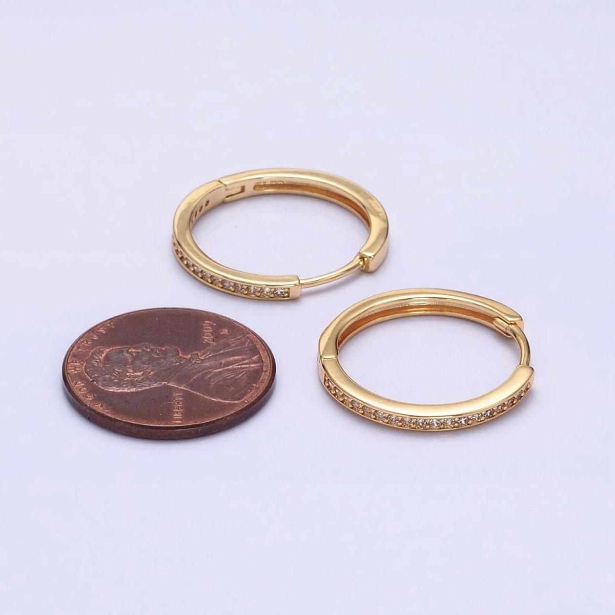 16K Gold Filled Micro Paved CZ 20mm Endless Hoop Earrings in Gold &amp; Silver | AD1332 AD1333