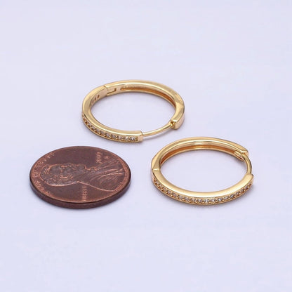 16K Gold Filled Micro Paved CZ 20mm Endless Hoop Earrings in Gold &amp; Silver | AD1332 AD1333