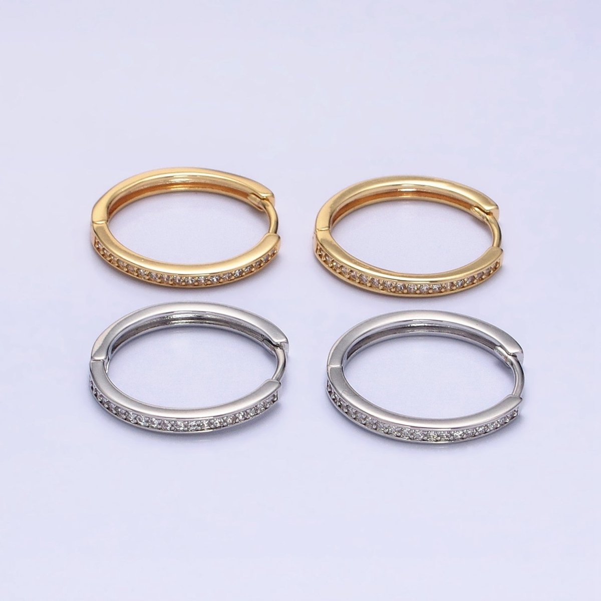 16K Gold Filled Micro Paved CZ 20mm Endless Hoop Earrings in Gold &amp; Silver | AD1332 AD1333