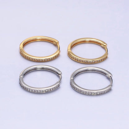 16K Gold Filled Micro Paved CZ 20mm Endless Hoop Earrings in Gold &amp; Silver | AD1332 AD1333