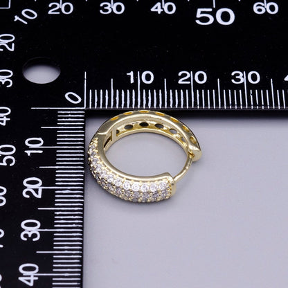 16K Gold Filled Micro Paved CZ 20mm Huggie Earrings | AD1310