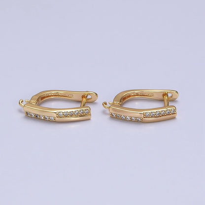 16K Gold Filled Micro Paved CZ Checkered English Lock Earrings Supply in Silver, Gold | Z-325 Z-379