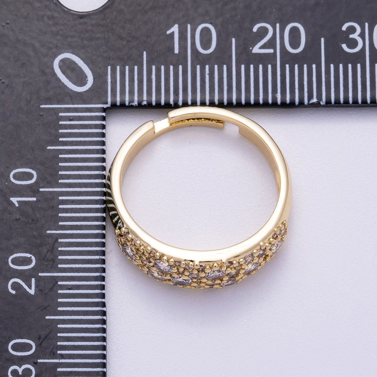 16K Gold Filled Micro Paved CZ Cluster Wide Dome Adjustable Ring in Gold &amp; Silver | Rings-00078 Rings-00079