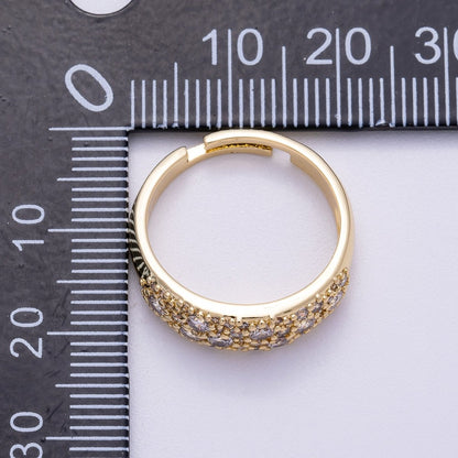 16K Gold Filled Micro Paved CZ Cluster Wide Dome Adjustable Ring in Gold &amp; Silver | Rings-00078 Rings-00079